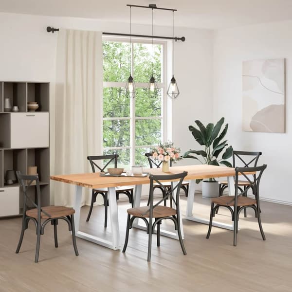 vidaXL Matbordsben V-formade 3 st vit 100x(72-73,3) cm stål