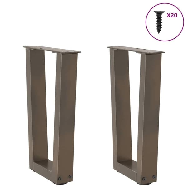 vidaXL Salongbordben V-formet 2 stk naturstål 38 x (42-43,3) cm stål