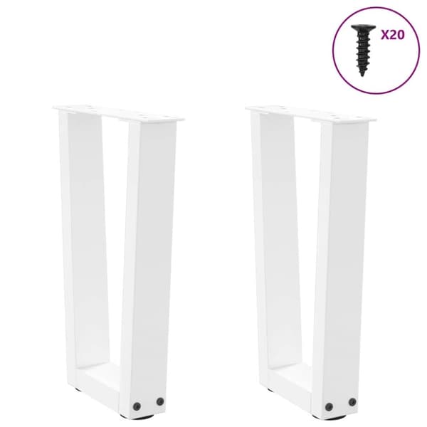 vidaXL Matbordsben V-formade 2 st vit 38x(42-43,3) cm stål