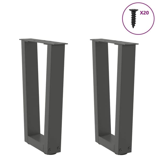 vidaXL Matbordsben V-formade 2 st antracit 38x(42-43,3) cm stål