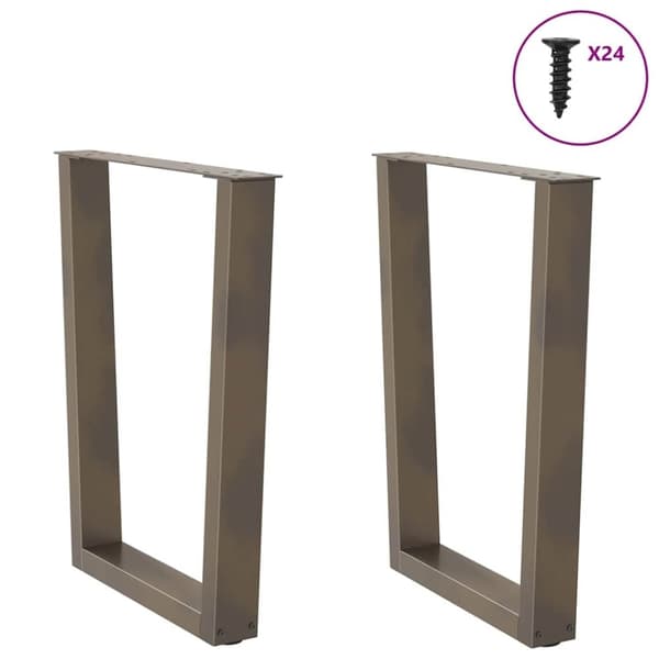 vidaXL Spisebordben V-formet 2 stk naturstål 60 x (72-73,3) cm stål