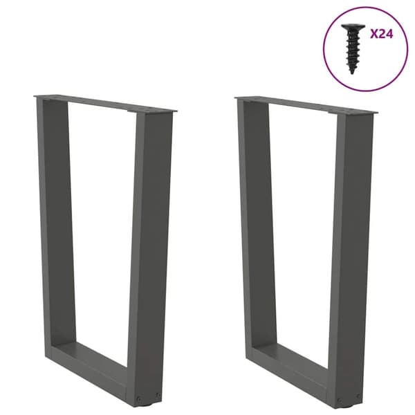 vidaXL Spisebordben V-formet 2 stk antrasitt 60 x (72-73,3) cm stål