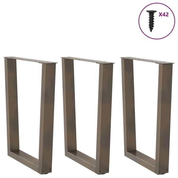 vidaXL Matbordsben V-formade 3 st naturstål 70x(72-73,3) cm stål