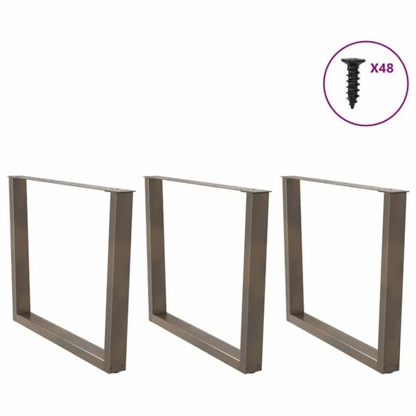 vidaXL Matbordsben V-formade 3 st naturstål 100x(72-73,3) cm stål