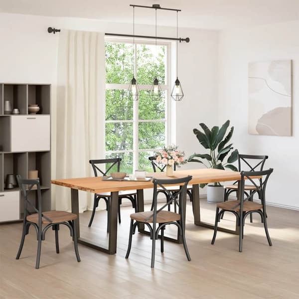vidaXL Matbordsben V-formade 3 st naturstål 100x(72-73,3) cm stål