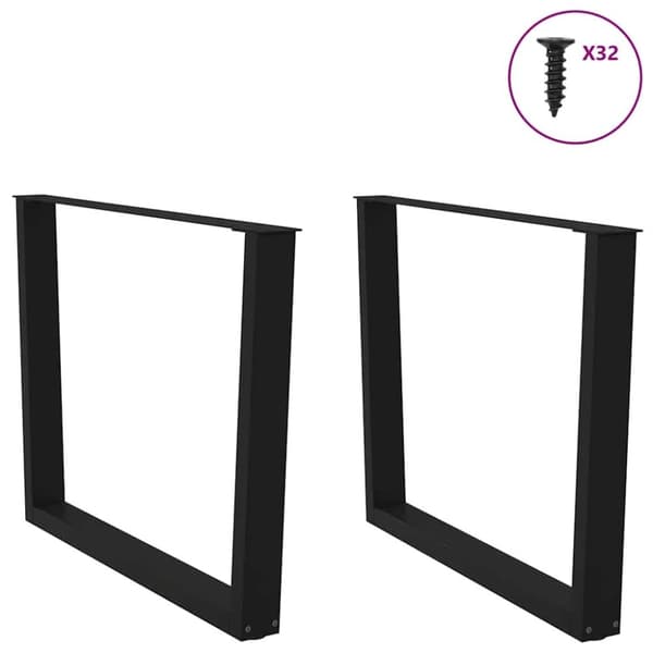 vidaXL Spisebordben V-formet 2 stk svart 100x(72-73,3) cm stål