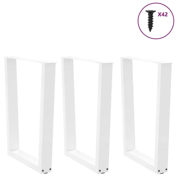 vidaXL Matbordsben V-formade 3 st vit 70x(72-73,3) cm stål