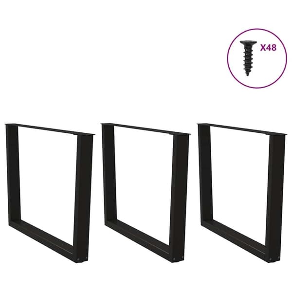 vidaXL Spisebordben V-formet 3 stk svart 100x(72-73,3) cm stål