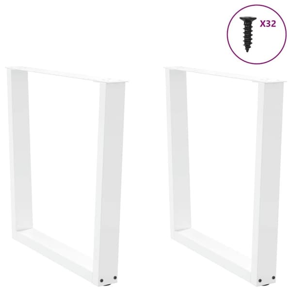 vidaXL Matbordsben V-formade 2 st vit 90x(72-73,3) cm stål