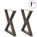 Miniatyrbilde 1 av 10: vidaXL Spisebordben 2 stk naturstål 80 x (72-73,3) cm stål