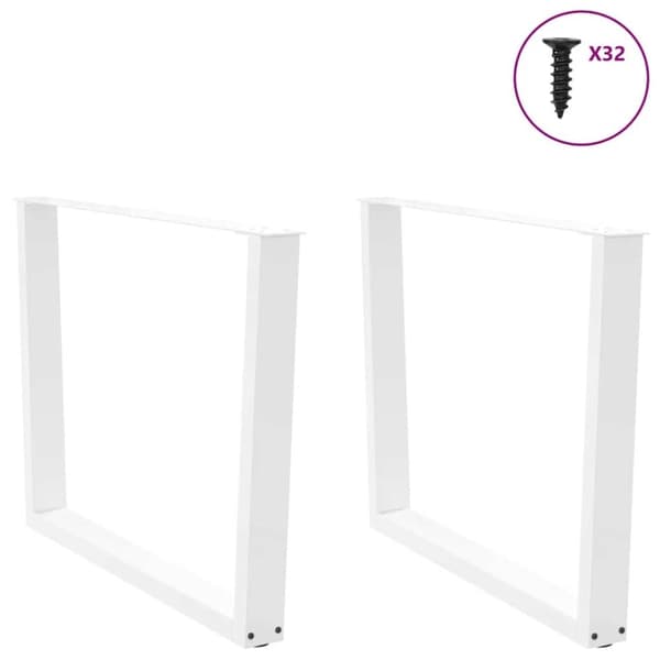 vidaXL Spisebordben V-formet 2 stk hvit 100x(72-73,3) cm stål