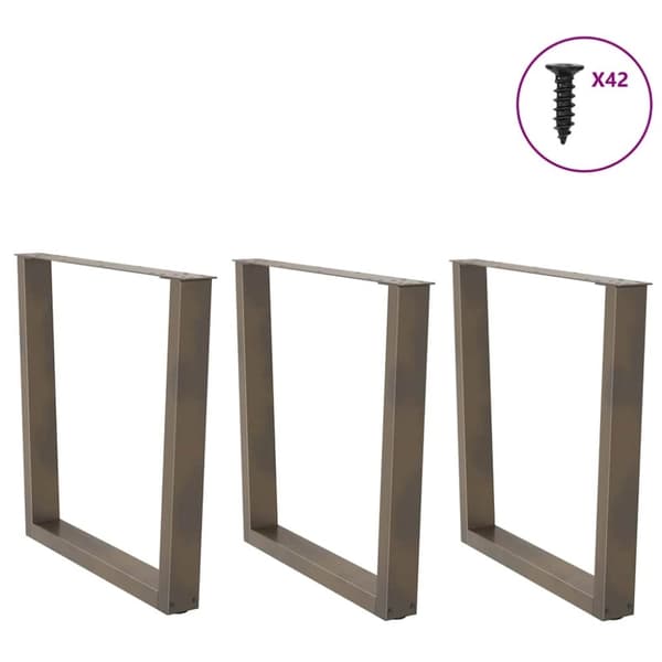 vidaXL Spisebordben V-formet 3 stk naturstål 80 x (72-73,3) cm stål