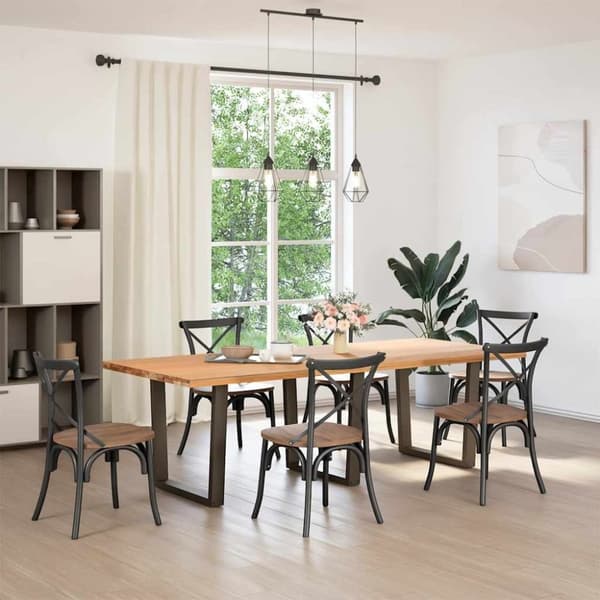vidaXL Spisebordben V-formet 3 stk naturstål 80 x (72-73,3) cm stål