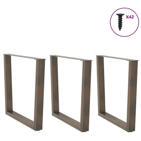 vidaXL Spisebordben V-formet 3 stk naturstål 90 x (72-73,3) cm stål