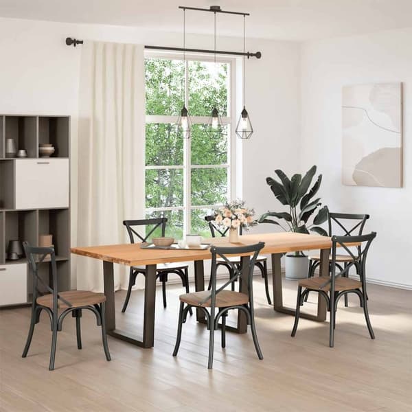 vidaXL Spisebordben V-formet 3 stk naturstål 90 x (72-73,3) cm stål