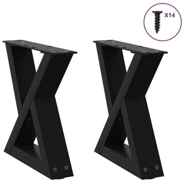 Soffbordsben 2 st svart 30x(30-31,3) cm stål
