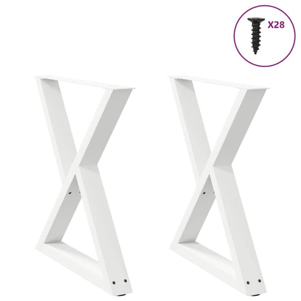 Matbordsben 2 st vit 70x(72-73,3) cm stål