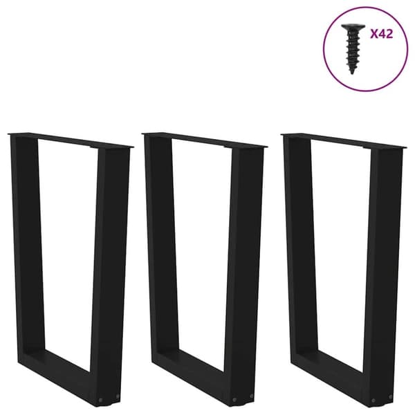 vidaXL Ruokapöydän jalat V-muoto 3 kpl Musta 70x(72-73,3) cm Teräs