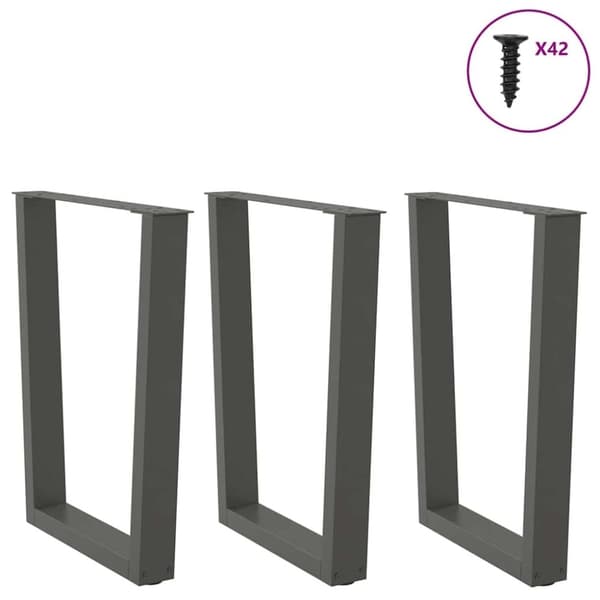 vidaXL Ruokapöydän jalat V-muotoiset 3 kpl antrasiitti 70x(72-73,3) cm teräs