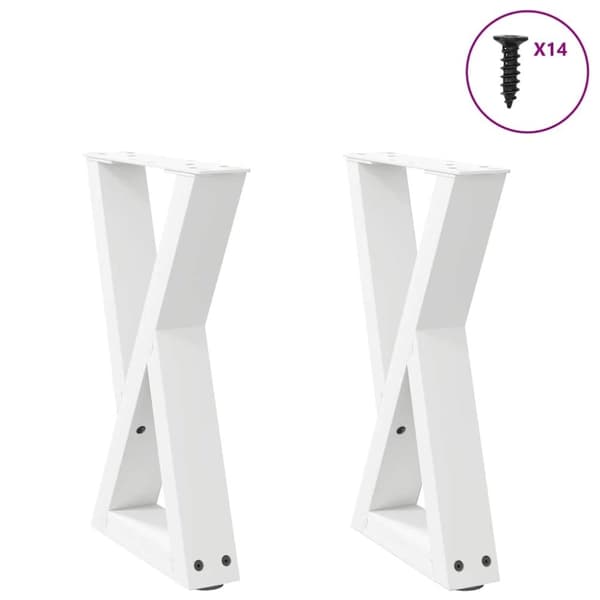 vidaXL Salongbordben 2 stk hvite 28 x (42-43,3) cm stål