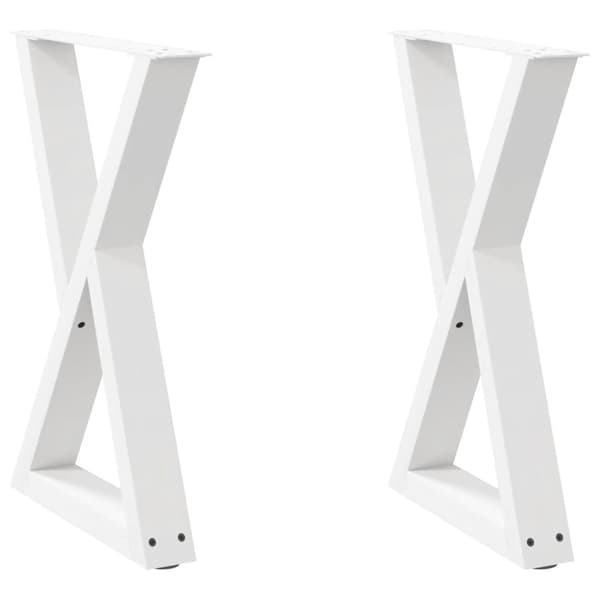 vidaXL Ruokapöydän jalat 2 kpl Valkoinen 50x(72-73,3) cm Teräs