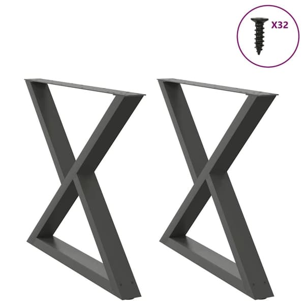 vidaXL Ruokapöydän jalat 2 kpl antrasiitti 90x(72-73,3) cm teräs