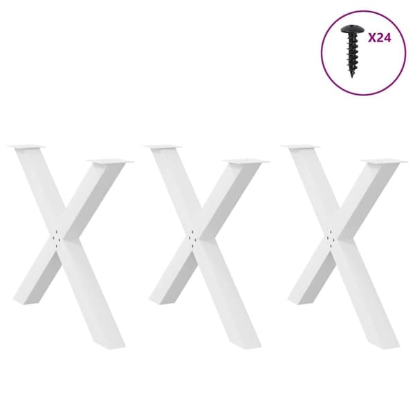 vidaXL Ruokapöydän jalat X-muotoiset 3 kpl valkoinen 90x(72-73) cm