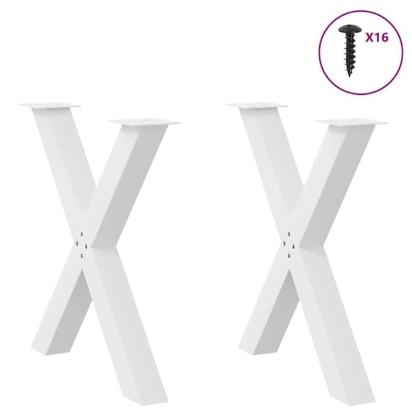 vidaXL Spisebordsben X-formet 2 stk. 70x(72-73) cm stål hvid