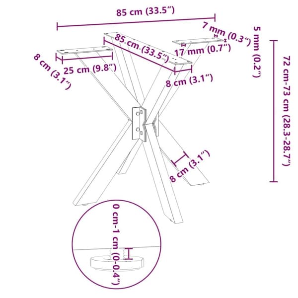 vidaXL Ruokapöydän jalka hämähäkinmuotoinen antrasiitti 85x85x(72-73) cm teräs