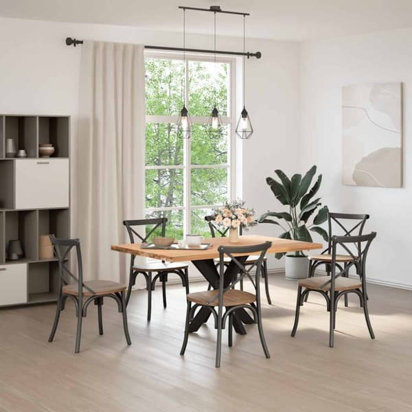 vidaXL spisebordsben edderkopform sort 85x85x(72-73) cm stål