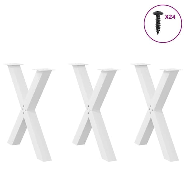 vidaXL Spisebordben X-formet 3 stk hvit 70x(72-73) cm stål