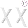 Miniatyrbilde 3 av 10: vidaXL Spisebordben X-formet 2 stk hvit 90 x (72-73) cm stål