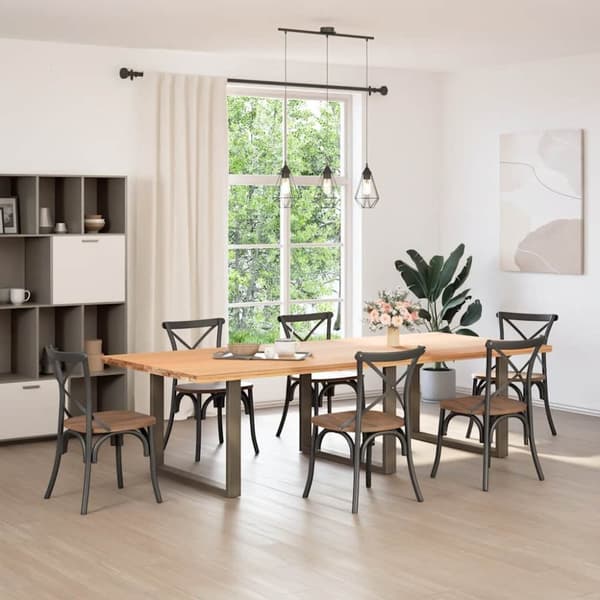 Matbordsben U-formad 3 st naturstål 100x(72-73) cm stål
