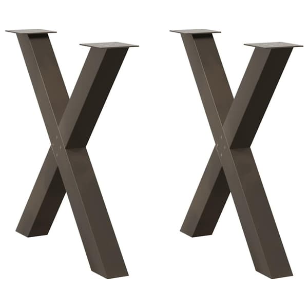 Matbordsben X-formad 2 st naturstål 70x(72-73) cm stål