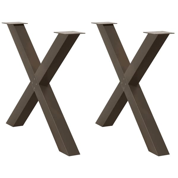 Matbordsben X-formad 2 st naturstål 90x(72-73) cm stål
