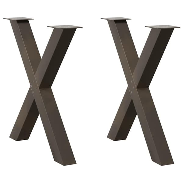 Matbordsben X-formad 2 st naturstål 80x(72-73) cm stål