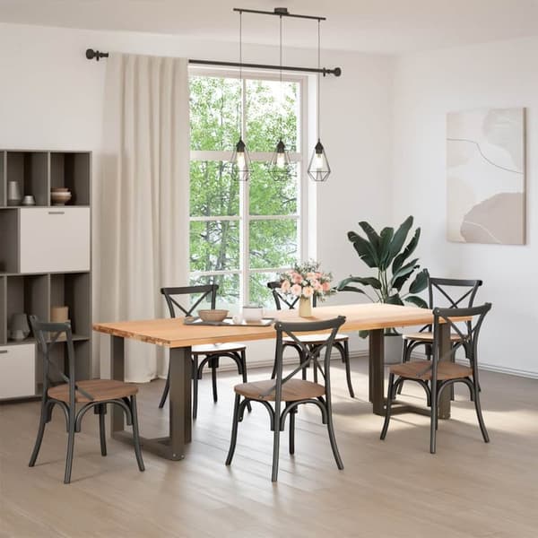 Matbordsben T-formad 2 st naturstål 80x35x(72-73) cm stål