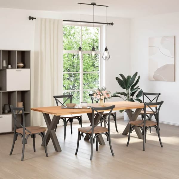 Matbordsben X-formad 3 st naturstål 80x(72-73) cm stål