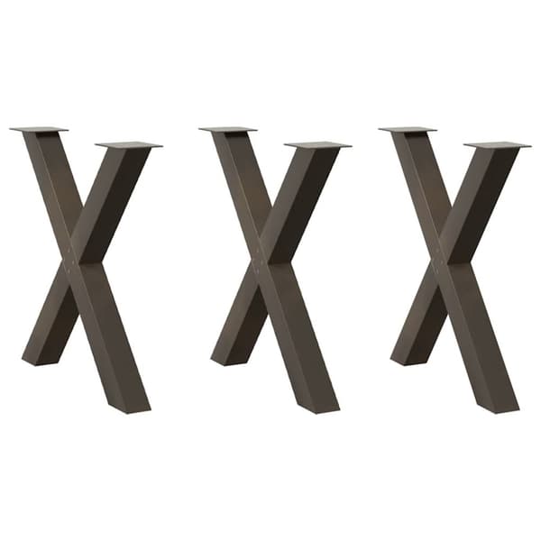 Matbordsben X-formad 3 st naturstål 80x(72-73) cm stål
