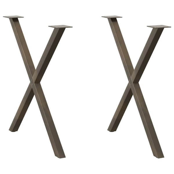 Matbordsben X-formad 2 st naturstål 80x(72-73) cm stål