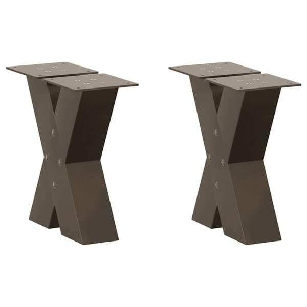 Soffbordsben X-formade 2 st naturstål 30x(30-31) cm stål