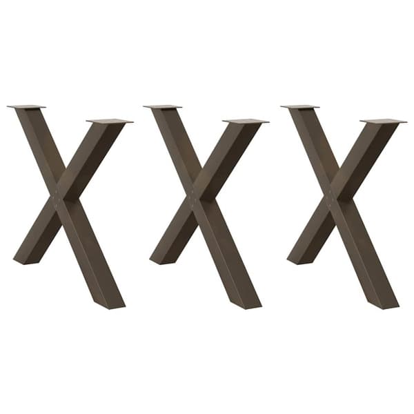 Matbordsben X-formad 3 st naturstål 90x(72-73) cm stål