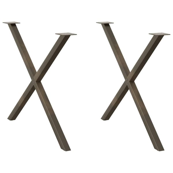Matbordsben X-formad 2 st naturstål 90x(72-73) cm stål