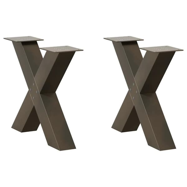 Soffbordsben X-formade 2 st naturstål 50x(42-43) cm stål