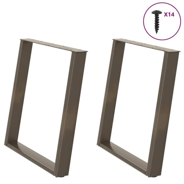 Matbordsben U-formad 2 st naturstål 80x(72-73) cm stål