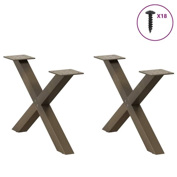 vidaXL Soffbordsben X-formade 2 st naturstål 50x(30-31) cm stål
