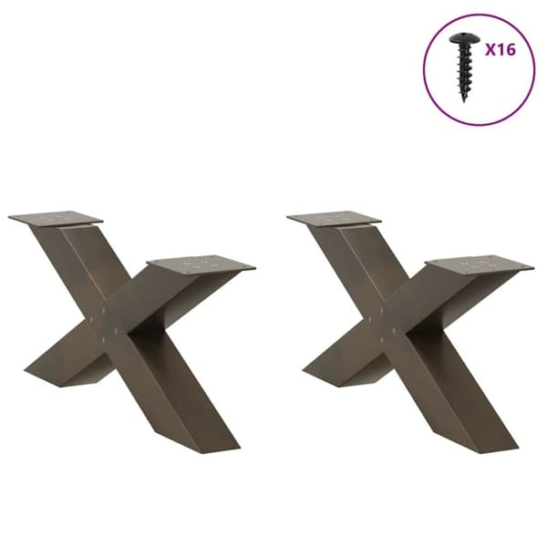vidaXL Salongbordben X-formet 2 stk naturstål 70 x (30-31) cm stål