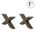 Miniatyrbilde 3 av 10: vidaXL Salongbordben X-formet 2 stk naturstål 70 x (30-31) cm stål