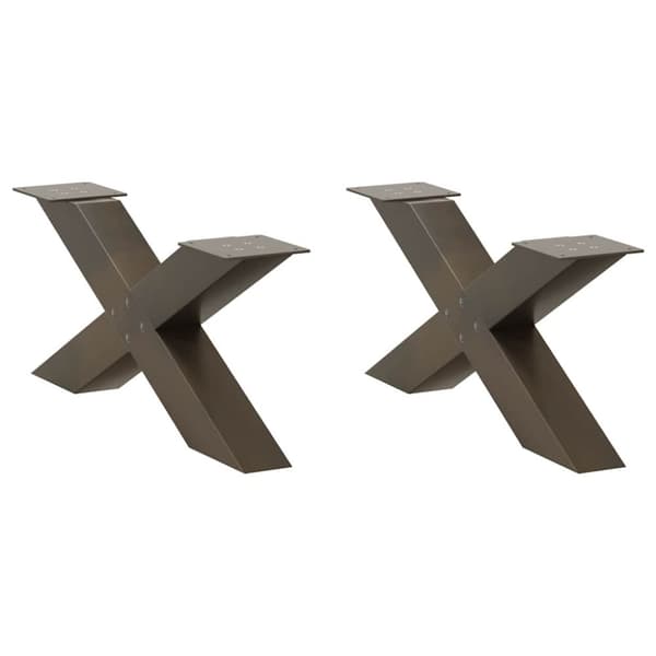 vidaXL Salongbordben X-formet 2 stk naturstål 70 x (30-31) cm stål