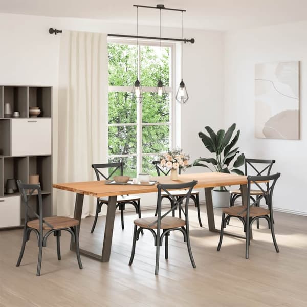 vidaXL Matbordsben U-formad 2 st naturstål 80x(72-73) cm stål